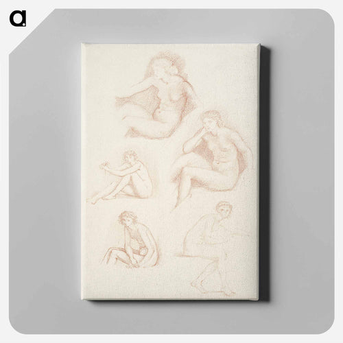 Female Nude : Five Studies of a seated Girl - エドワード バーン ジョーンズ Canvas.