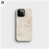 Female Nude : Five Studies of a seated Girl - エドワード バーン ジョーンズ Phone Case.