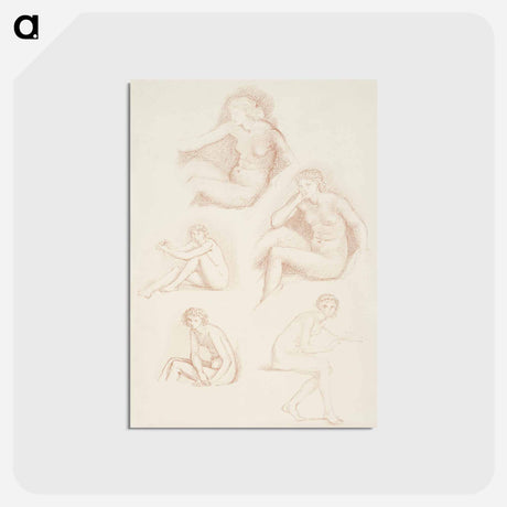 アートポストカード-Female Nude : Five Studies of a seated Girl - エドワード バーン ジョーンズ Postcard.
