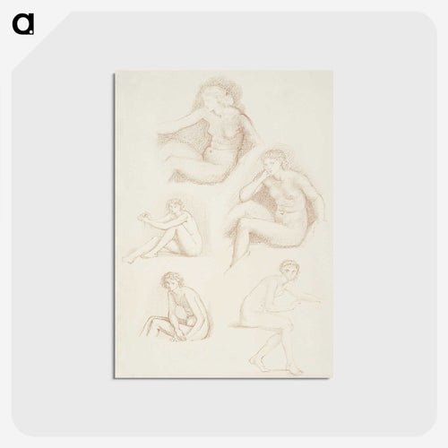Female Nude : Five Studies of a seated Girl - エドワード バーン ジョーンズ Postcard.