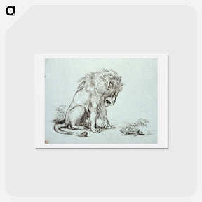 アートポストカード-Lion and Tortoise - ウジェーヌ ドラクロワ Postcard.