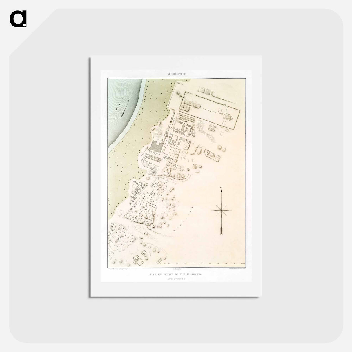 アートポストカード-Plan of the ruins of Tell el-Amarna - アンティーク地図 Postcard.