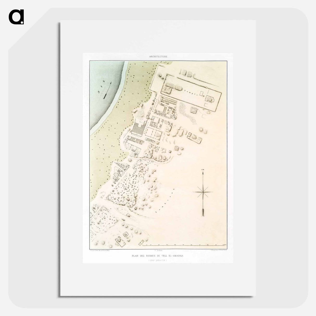 Plan of the ruins of Tell el-Amarna - アンティーク地図 Poster.