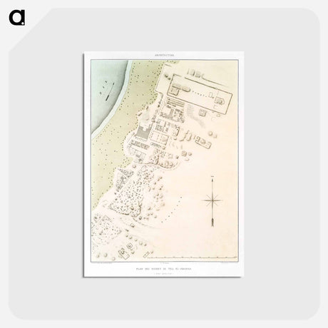 アートポストカード-Plan of the ruins of Tell el-Amarna - アンティーク地図 Postcard.