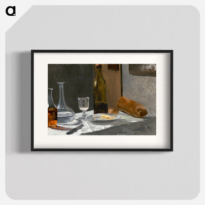 Still Life with Bottle, Carafe, Bread, and Wine Poster.