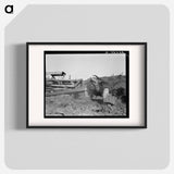 Bulldozer raises and pushes stump on cut-over farm - Dorothea Lange Poster.