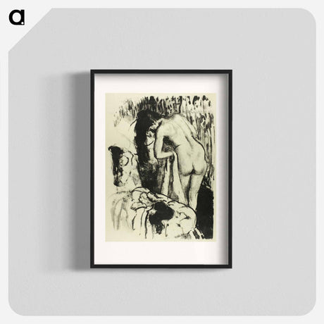 アートポスター-Nude Woman Standing, Drying Herself - エドガー ドガ Poster.