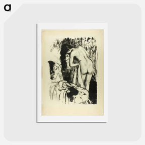 アートポストカード-Nude Woman Standing, Drying Herself - エドガー ドガ Postcard.