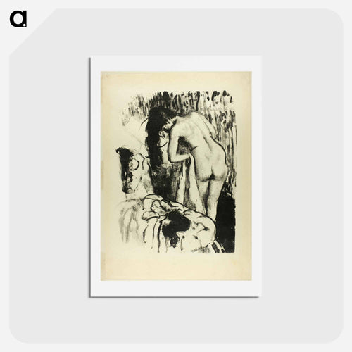 Nude Woman Standing, Drying Herself - エドガー ドガ Postcard.