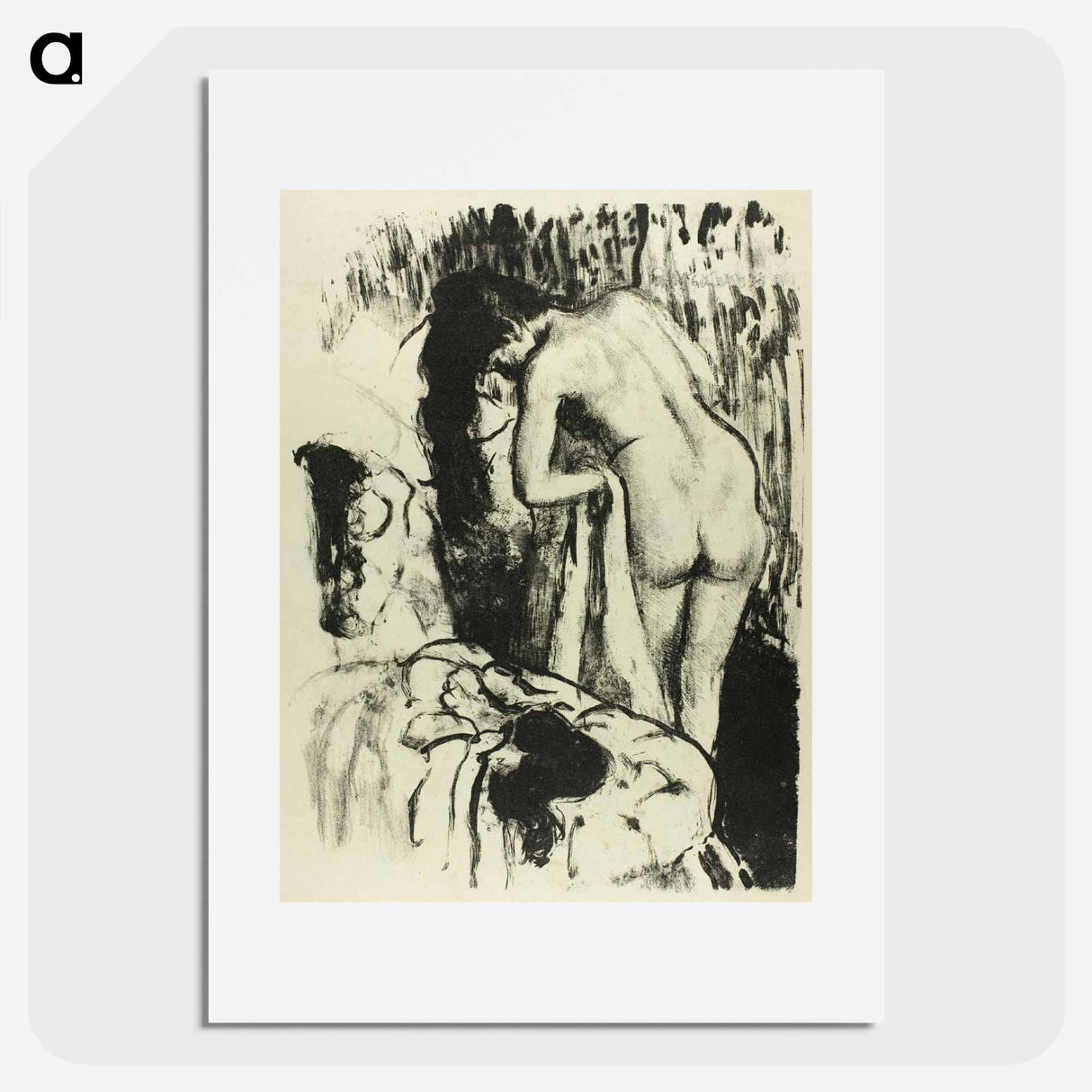 アートポスター-Nude Woman Standing, Drying Herself - エドガー ドガ Poster.