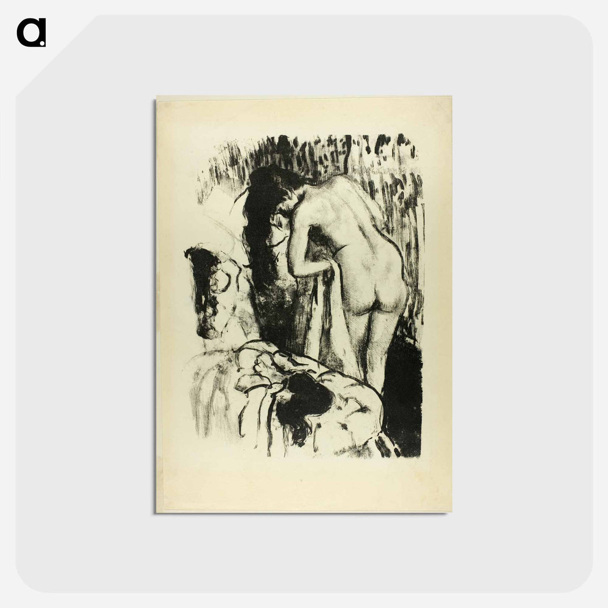 アートポストカード-Nude Woman Standing, Drying Herself - エドガー ドガ Postcard.