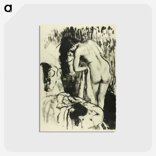Nude Woman Standing, Drying Herself - エドガー ドガ Postcard.