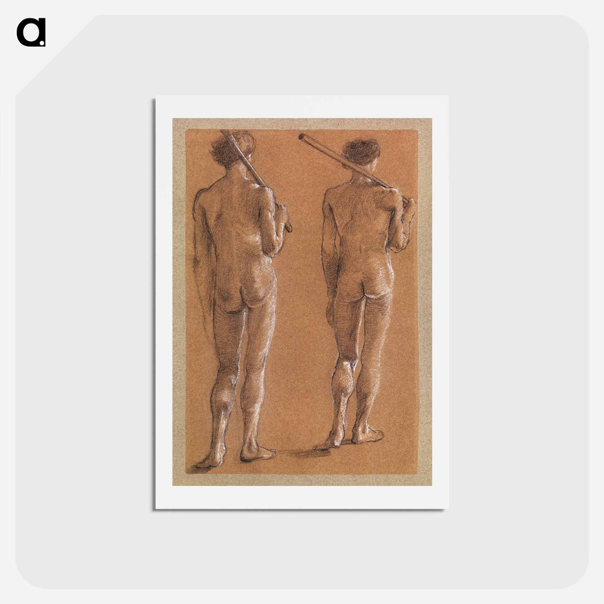 アートポストカード-St George Series: Male Nude: Studies of two Soldiers for The Princess led to the Dragon - エドワード バーン ジョーンズ Postcard.