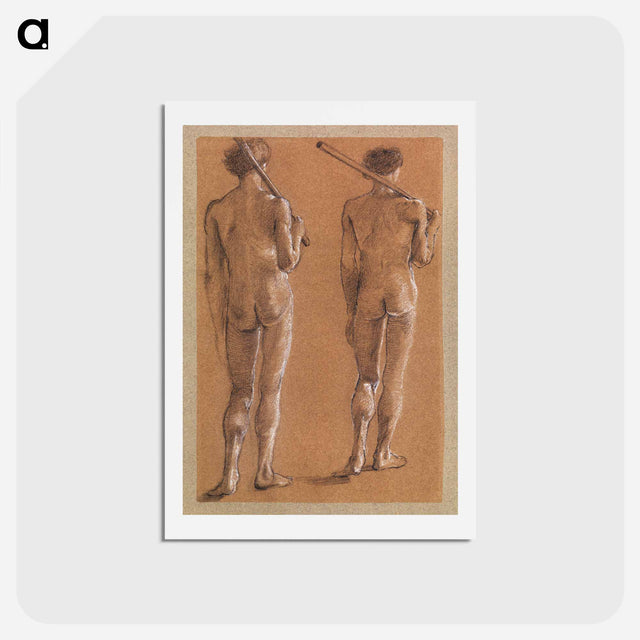 アートポストカード-St George Series: Male Nude: Studies of two Soldiers for The Princess led to the Dragon - エドワード バーン ジョーンズ Postcard.