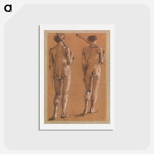 St George Series: Male Nude: Studies of two Soldiers for The Princess led to the Dragon - エドワード バーン ジョーンズ Postcard.