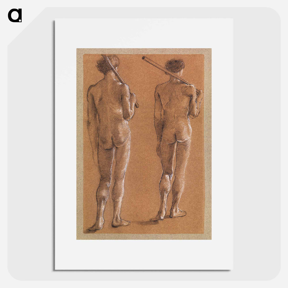 St George Series: Male Nude: Studies of two Soldiers for The Princess led to the Dragon - エドワード バーン ジョーンズ Poster.