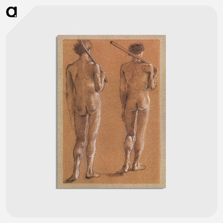 アートポストカード-St George Series: Male Nude: Studies of two Soldiers for The Princess led to the Dragon - エドワード バーン ジョーンズ Postcard.