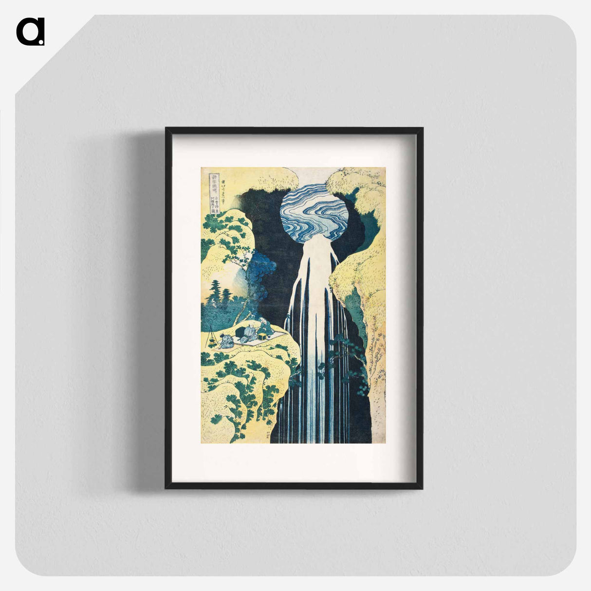 The waterfall of Amida behind the Kiso Road - Katsushika Hokusai Poster.