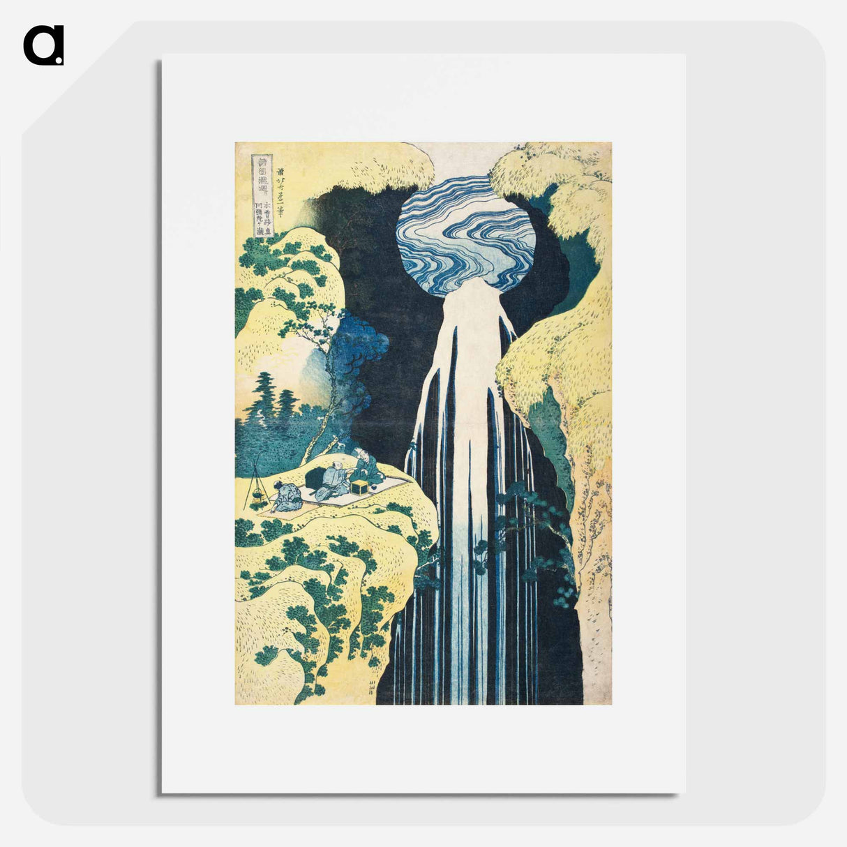 The waterfall of Amida behind the Kiso Road - Katsushika Hokusai Poster.