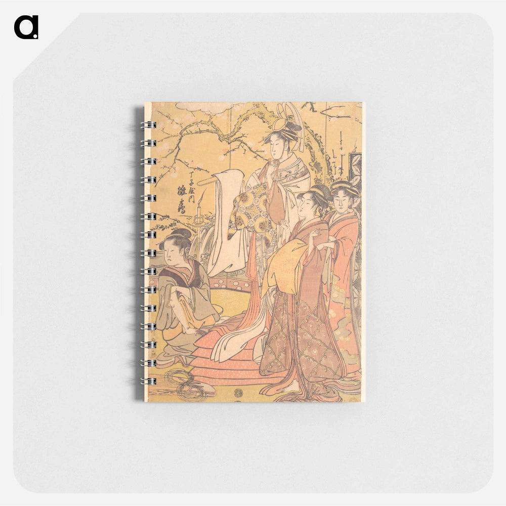 The Oiran Hinazuru of Chojiya Standing upon a Pile of Futon - 喜多川 歌麿 Memo.