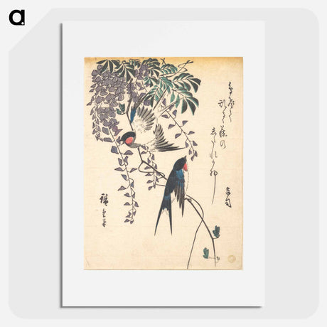 アートポスター-Swallow and Wisteria
 - 歌川 広重 Poster.