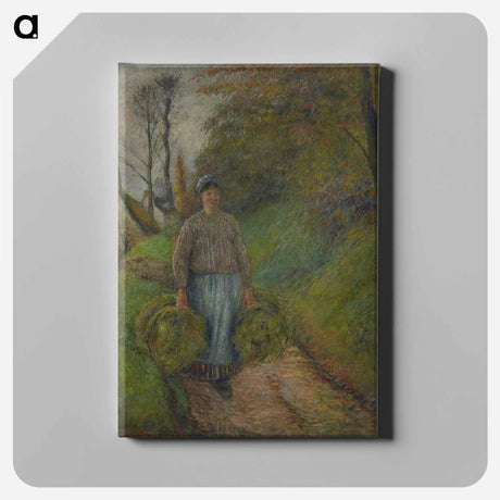 アートパネル-Peasant Woman Carrying Two Bundles of Hay - カミーユ ピサロ Canvas.