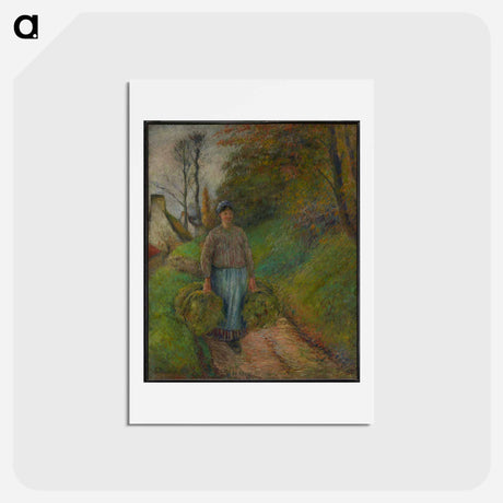 アートポストカード-Peasant Woman Carrying Two Bundles of Hay - カミーユ ピサロ Postcard.