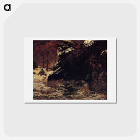 アートポストカード-Deer in the Snow - ギュスターヴ クールベ Postcard.