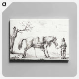 アートパネル-Rider standing next to horse - ジャン ベルナール Canvas.