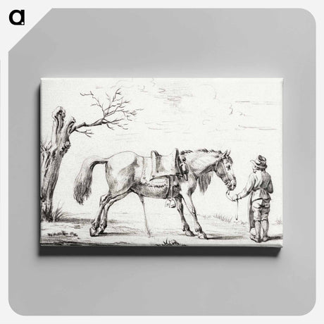 アートパネル-Rider standing next to horse - ジャン ベルナール Canvas.