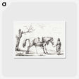 アートポストカード-Rider standing next to horse - ジャン ベルナール Postcard.