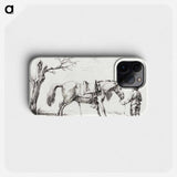 Rider standing next to horse - Jean Bernard Phone Case.