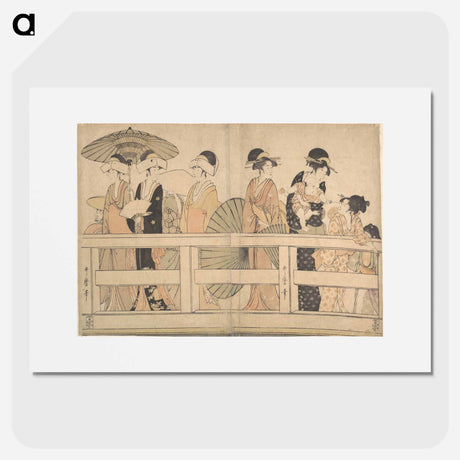アートポスター-Enjoying the Cool Evening Breeze on and under the Bridge - 喜多川 歌麿 Poster.