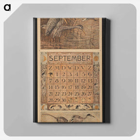 アートパネル-Kalenderblad voor september met reigers in het riet by Theo van Hoytema - テオ ヴァン ホイテマ Canvas.