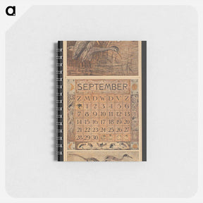 アートメモ帳-Kalenderblad voor september met reigers in het riet by Theo van Hoytema - テオ ヴァン ホイテマ Memo.