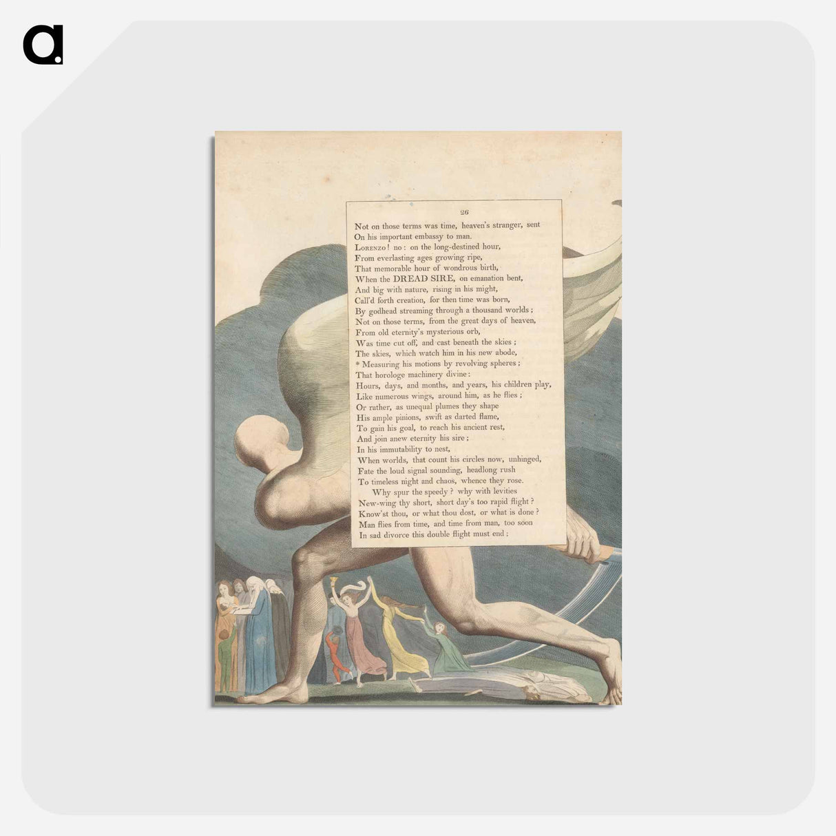 アートポストカード-Young's Night Thoughts, Page 26, Measuring His Motions by Revolving Spheres - ウィリアム ブレイク Postcard.