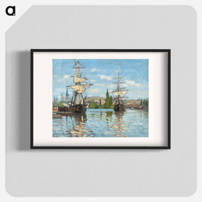アートポスター-Ships Riding on the Seine at Rouen - クロード モネ Poster.