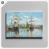 Ships Riding on the Seine at Rouen - クロード モネ Canvas.