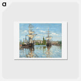 Ships Riding on the Seine at Rouen - クロード モネ Postcard.