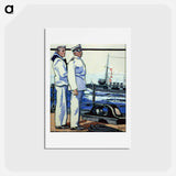 アートポストカード-Sailor and officer standing on deck - エドワード ペンフィールド Postcard.
