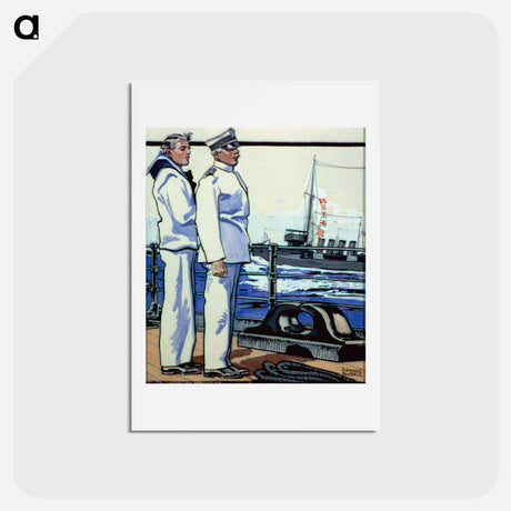 アートポストカード-Sailor and officer standing on deck - エドワード ペンフィールド Postcard.