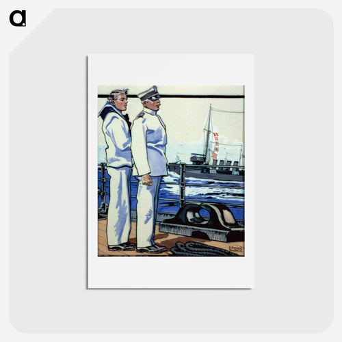 Sailor and officer standing on deck - エドワード ペンフィールド Postcard.