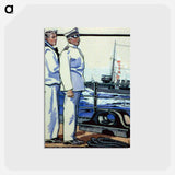 アートポストカード-Sailor and officer standing on deck - エドワード ペンフィールド Postcard.