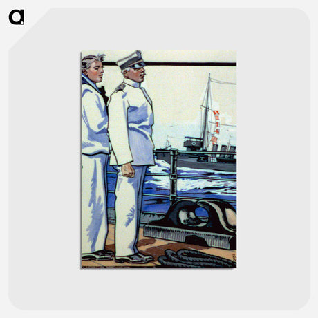 アートポストカード-Sailor and officer standing on deck - エドワード ペンフィールド Postcard.