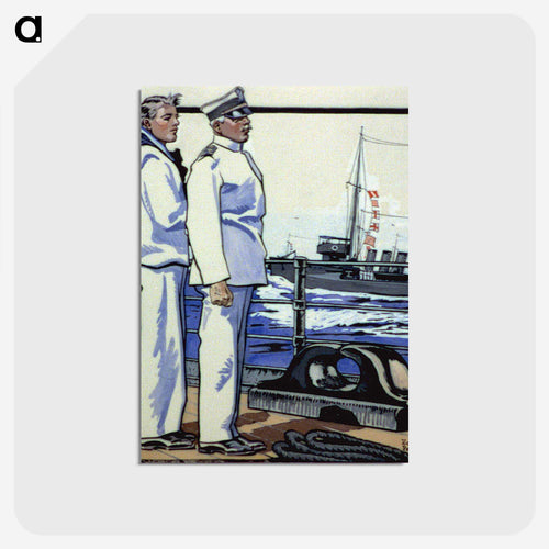 Sailor and officer standing on deck - エドワード ペンフィールド Postcard.