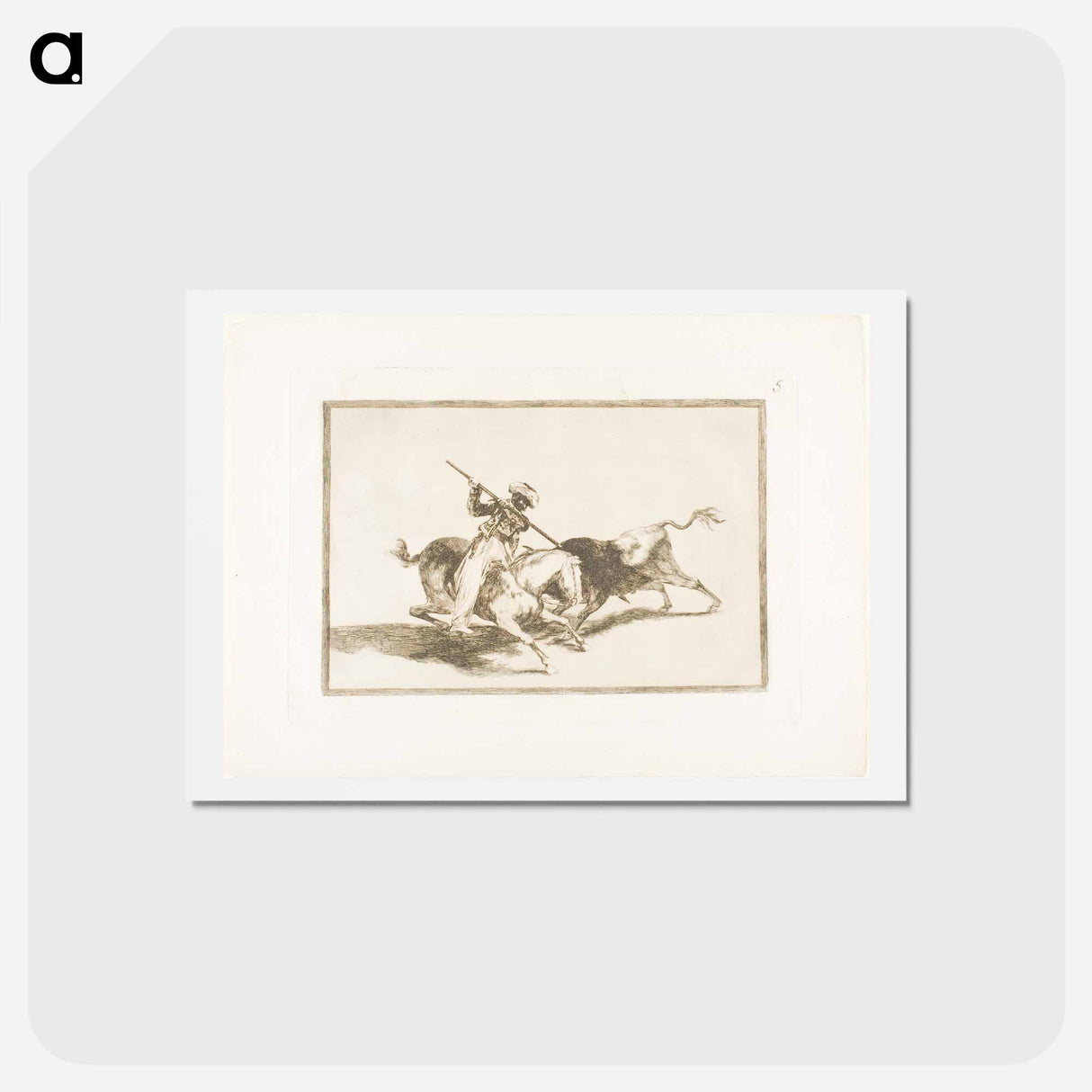 アートポストカード-The Spirited Moor Gazul is the First to Spear Bulls According to Rules - フランシスコ デ ゴヤ Postcard.