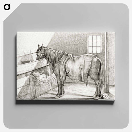 アートパネル-Standing horse in a stable - ジャン ベルナール Canvas.