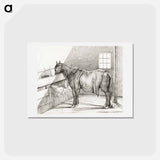 アートポストカード-Standing horse in a stable - ジャン ベルナール Postcard.