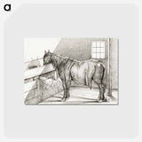 アートポストカード-Standing horse in a stable - ジャン ベルナール Postcard.