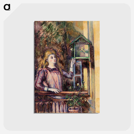 アートポストカード-Girl with Birdcage - ポール セザンヌ Postcard.
